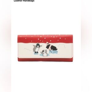Radley London Hole Lotta Fun Red Flapover Matinee Wallet NWT